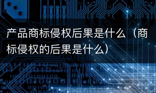产品商标侵权后果是什么（商标侵权的后果是什么）