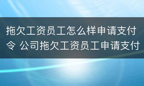 拖欠工资员工怎么样申请支付令 公司拖欠工资员工申请支付令需要付钱吗