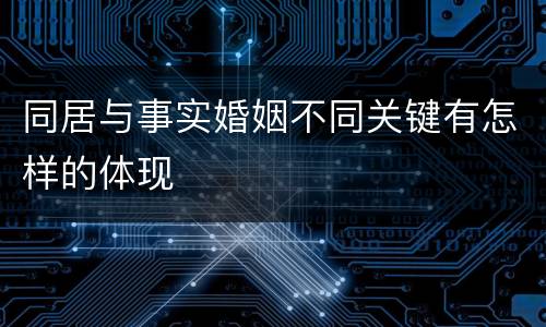 同居与事实婚姻不同关键有怎样的体现