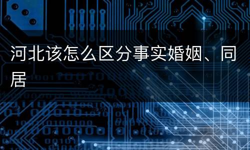 河北该怎么区分事实婚姻、同居