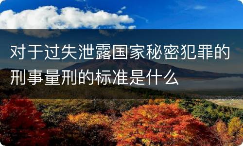 对于过失泄露国家秘密犯罪的刑事量刑的标准是什么