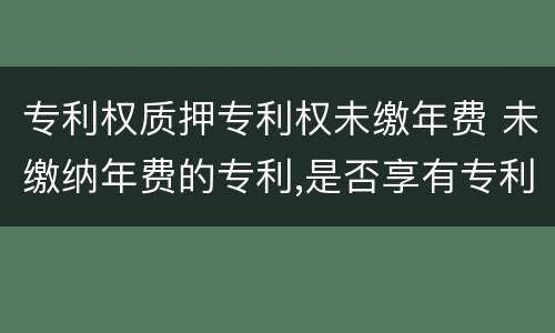 专利权质押专利权未缴年费 未缴纳年费的专利,是否享有专利权