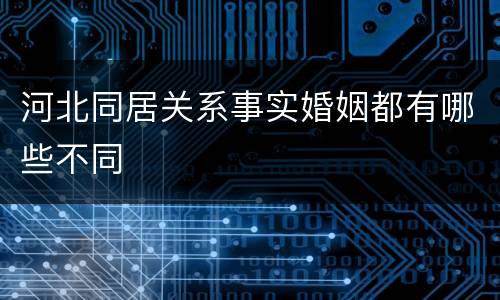 河北同居关系事实婚姻都有哪些不同