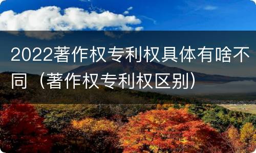 2022著作权专利权具体有啥不同（著作权专利权区别）