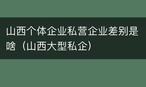 山西个体企业私营企业差别是啥（山西大型私企）