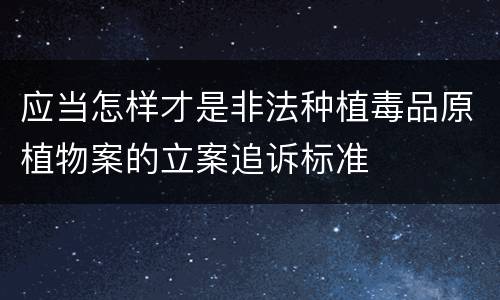应当怎样才是非法种植毒品原植物案的立案追诉标准