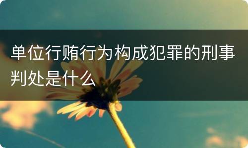 单位行贿行为构成犯罪的刑事判处是什么