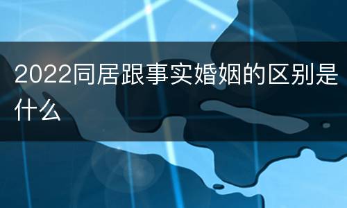 2022同居跟事实婚姻的区别是什么