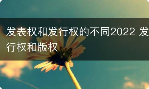 发表权和发行权的不同2022 发行权和版权