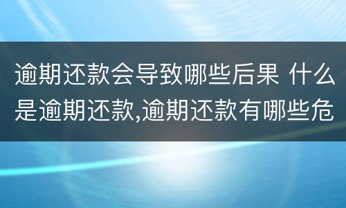 逾期还款会导致哪些后果 什么是逾期还款,逾期还款有哪些危害