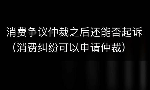 消费争议仲裁之后还能否起诉（消费纠纷可以申请仲裁）