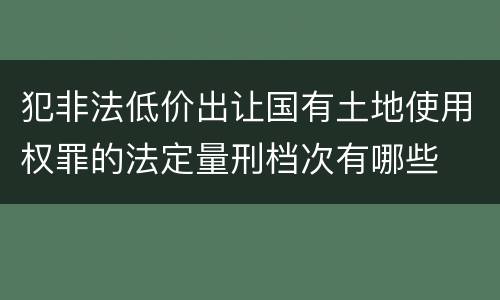犯非法低价出让国有土地使用权罪的法定量刑档次有哪些