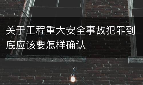 关于工程重大安全事故犯罪到底应该要怎样确认