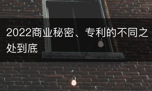 2022商业秘密、专利的不同之处到底
