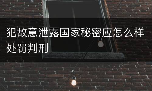 犯故意泄露国家秘密应怎么样处罚判刑