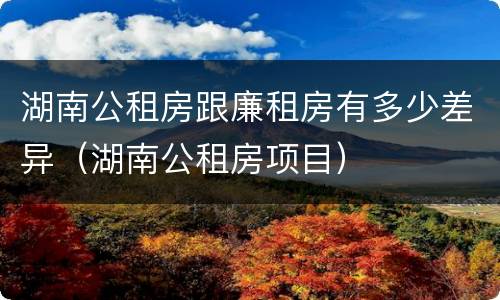 湖南公租房跟廉租房有多少差异（湖南公租房项目）