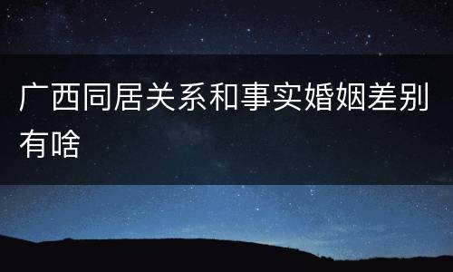 广西同居关系和事实婚姻差别有啥