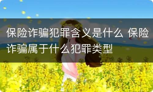 保险诈骗犯罪含义是什么 保险诈骗属于什么犯罪类型