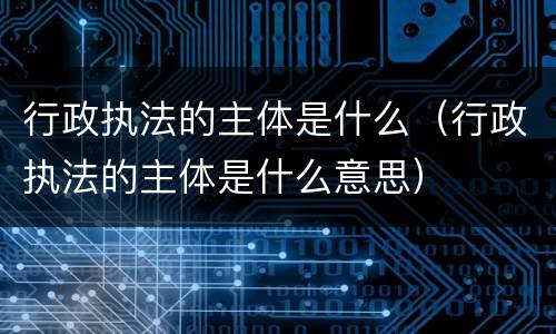 行政执法的主体是什么（行政执法的主体是什么意思）