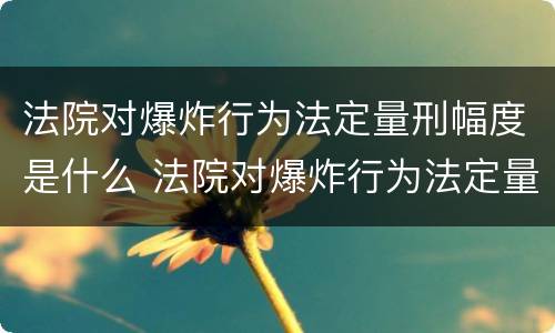 法院对爆炸行为法定量刑幅度是什么 法院对爆炸行为法定量刑幅度是什么规定