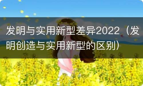 发明与实用新型差异2022（发明创造与实用新型的区别）