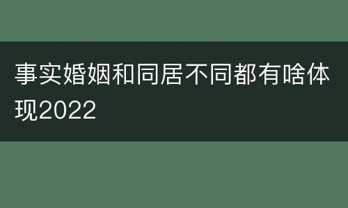 事实婚姻和同居不同都有啥体现2022