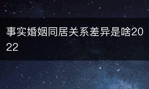 事实婚姻同居关系差异是啥2022