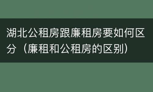 湖北公租房跟廉租房要如何区分（廉租和公租房的区别）
