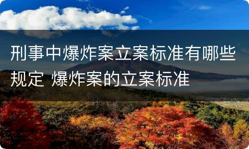 刑事中爆炸案立案标准有哪些规定 爆炸案的立案标准