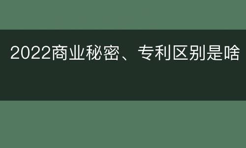 2022商业秘密、专利区别是啥