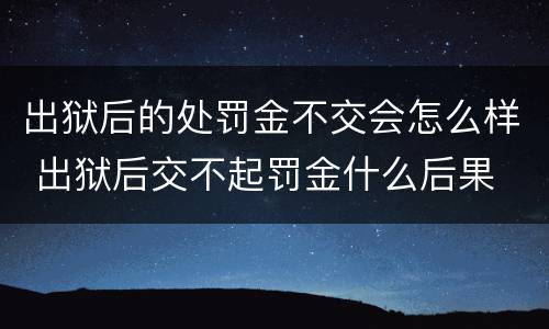 出狱后的处罚金不交会怎么样 出狱后交不起罚金什么后果