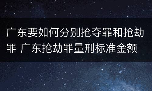 广东要如何分别抢夺罪和抢劫罪 广东抢劫罪量刑标准金额