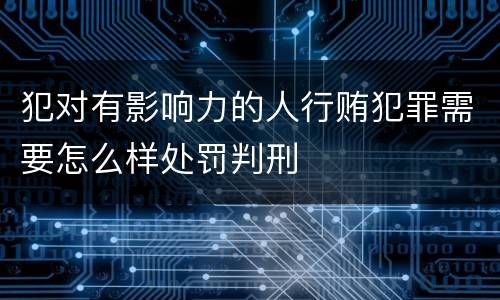 犯对有影响力的人行贿犯罪需要怎么样处罚判刑