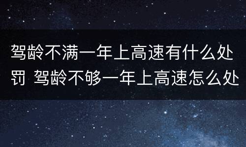 驾龄不满一年上高速有什么处罚 驾龄不够一年上高速怎么处罚