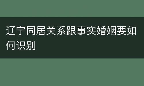 辽宁同居关系跟事实婚姻要如何识别