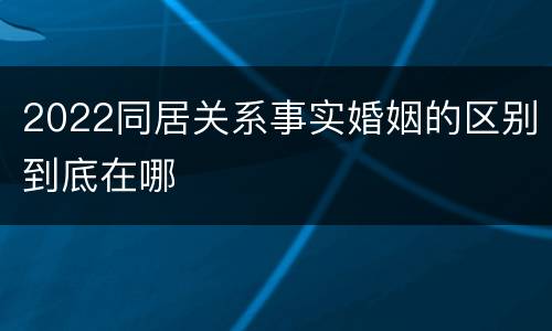 2022同居关系事实婚姻的区别到底在哪