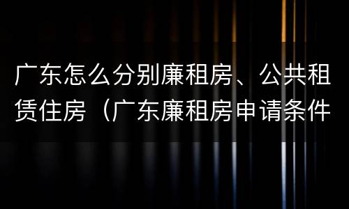 广东怎么分别廉租房、公共租赁住房（广东廉租房申请条件2020）