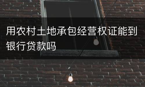 用农村土地承包经营权证能到银行贷款吗