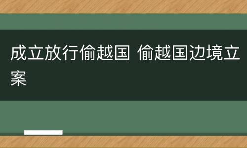 成立放行偷越国 偷越国边境立案
