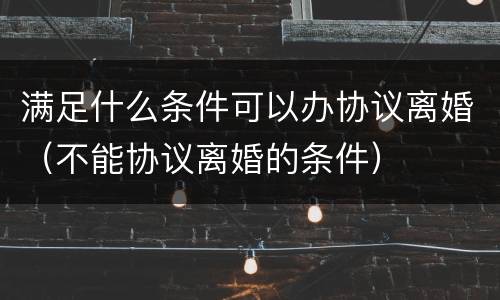 满足什么条件可以办协议离婚（不能协议离婚的条件）