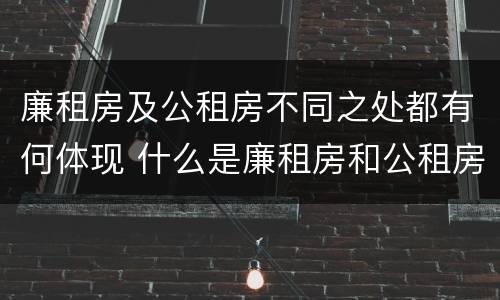 廉租房及公租房不同之处都有何体现 什么是廉租房和公租房两个有什么特点