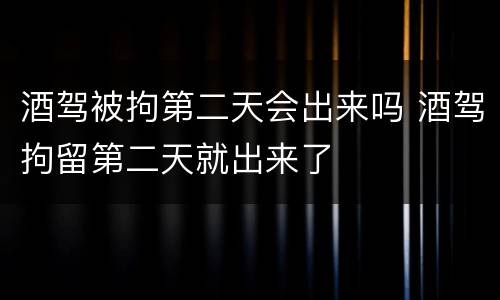 酒驾被拘第二天会出来吗 酒驾拘留第二天就出来了