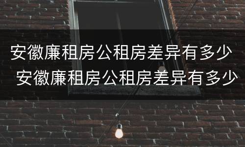 安徽廉租房公租房差异有多少 安徽廉租房公租房差异有多少个