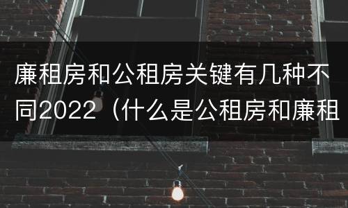 廉租房和公租房关键有几种不同2022（什么是公租房和廉租房）