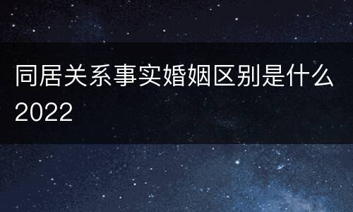 同居关系事实婚姻区别是什么2022