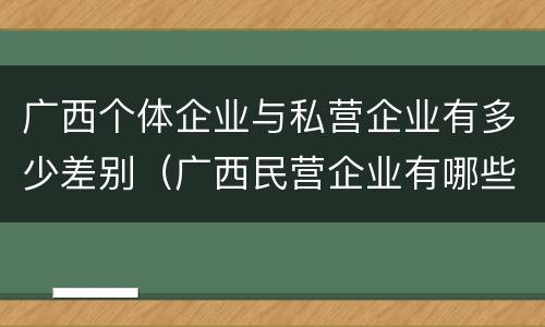 广西个体企业与私营企业有多少差别（广西民营企业有哪些）