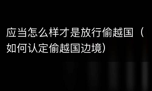 应当怎么样才是放行偷越国（如何认定偷越国边境）