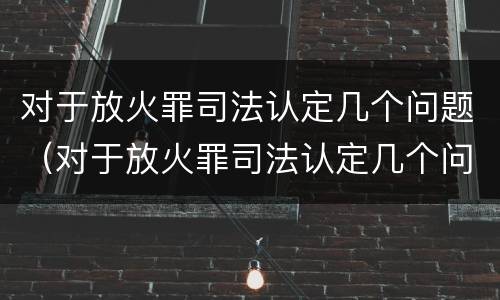 对于放火罪司法认定几个问题（对于放火罪司法认定几个问题可以立案）
