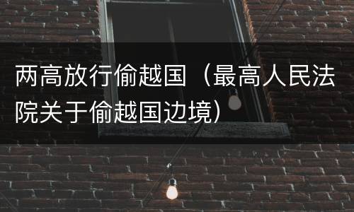 两高放行偷越国（最高人民法院关于偷越国边境）
