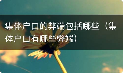 集体户口的弊端包括哪些（集体户口有哪些弊端）